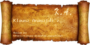Klausz Anasztáz névjegykártya